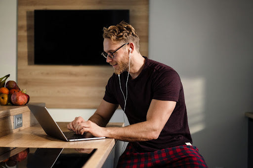 the future of remote working; a man working from home